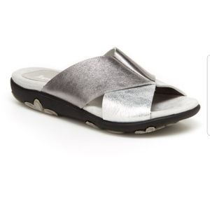 Jambu Silver & Gun metal Bloom Leather Slides